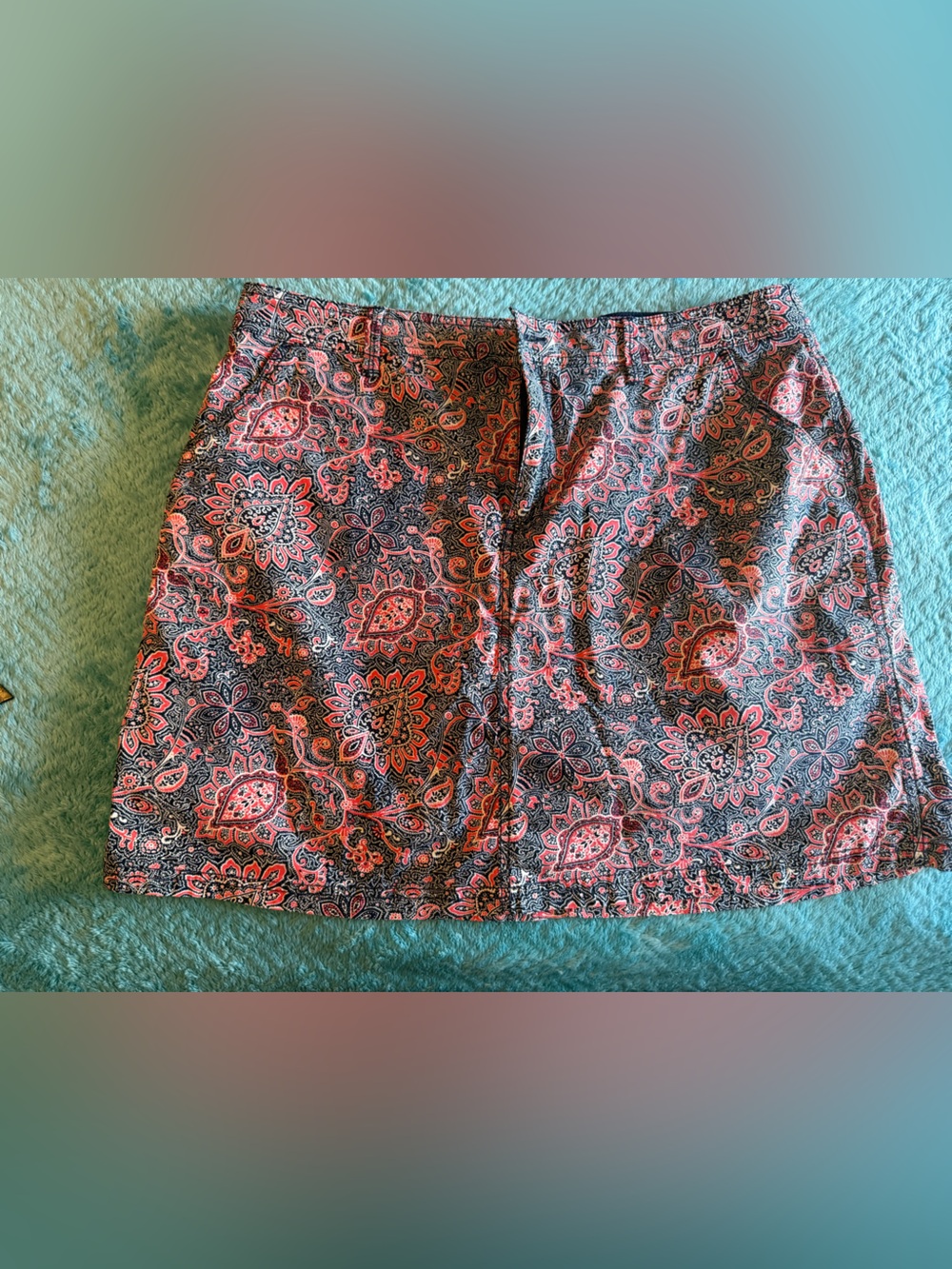 croft & barrow Red/Blue Paisley Skort
